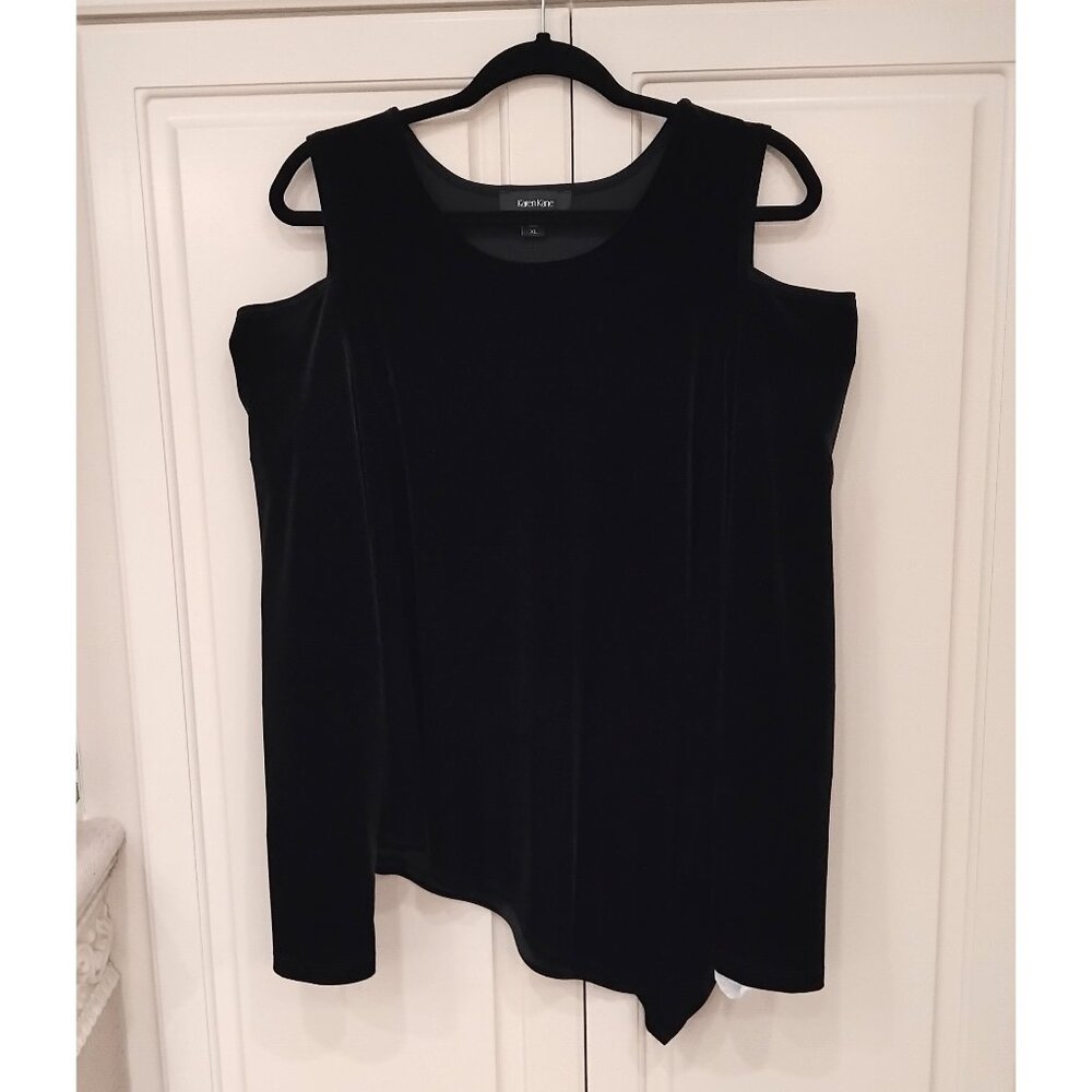 Karen Kane Black Velvet Cold-Shoulder Top -- Size XL